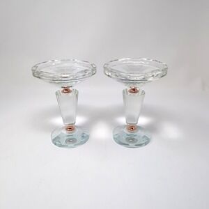 Valerie Parr Hill (2) Crystal Chandelier Bobeches Clear Faceted Glass Candle Set